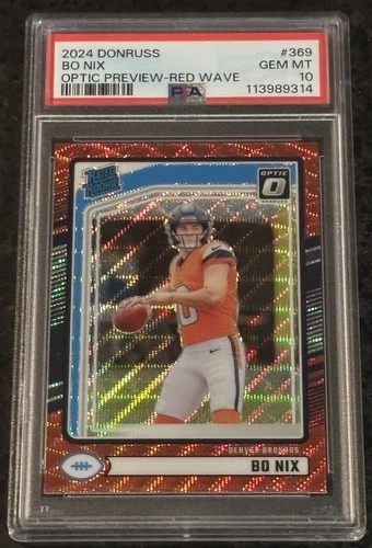 2024 PANINI DONRUSS OPTIC PREVIEW-RED WAVE #369 BO NIX ROOKIE RC PSA 10