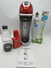 Sodastream FZ9001 Fizz Red Sparkling Water/ Soda Maker LCD Display Bundle VGUC