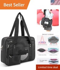 Kawaii Ita Bag: Black Anime School Tote with Heart Window 14.8x4.8x11