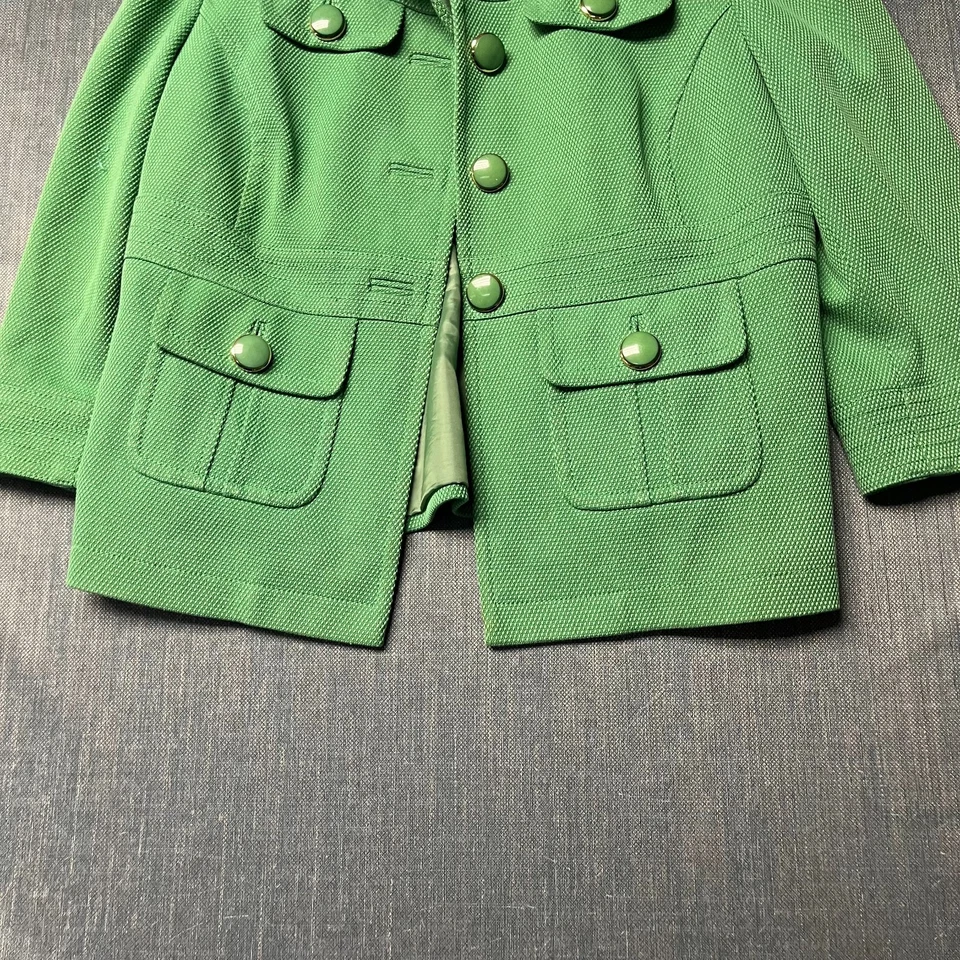 Chaqueta halógena para mujer talla L verde botón bolsillos delanteros forrada cuello elegante Foto 3 de 4