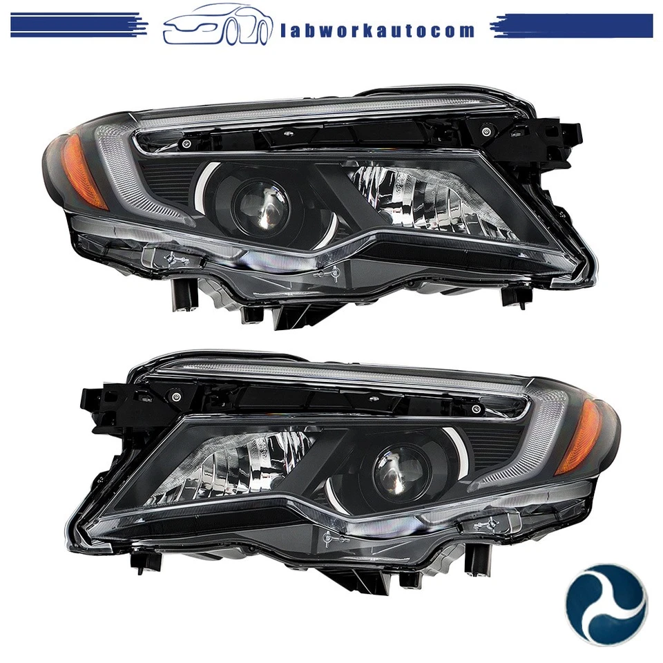 Front Headlight For Pilot 2016-2018 Halogen W/LED DRL Black Housing Left+Right Foto 3 de 4