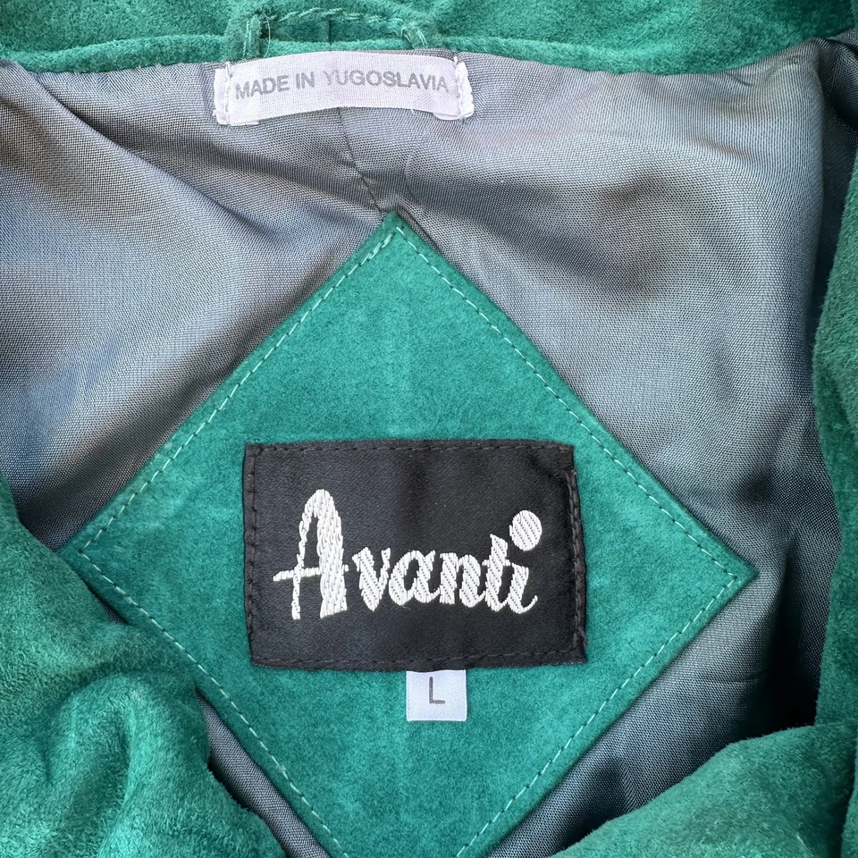 Vintage Avanti Jacket Womens Large Green Suede Bomber Made Yugoslavia 80s Retro - Image 3 of 4