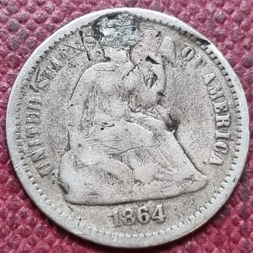 1864 Seated Liberty Half Dime 5c Better Grade Details #98079