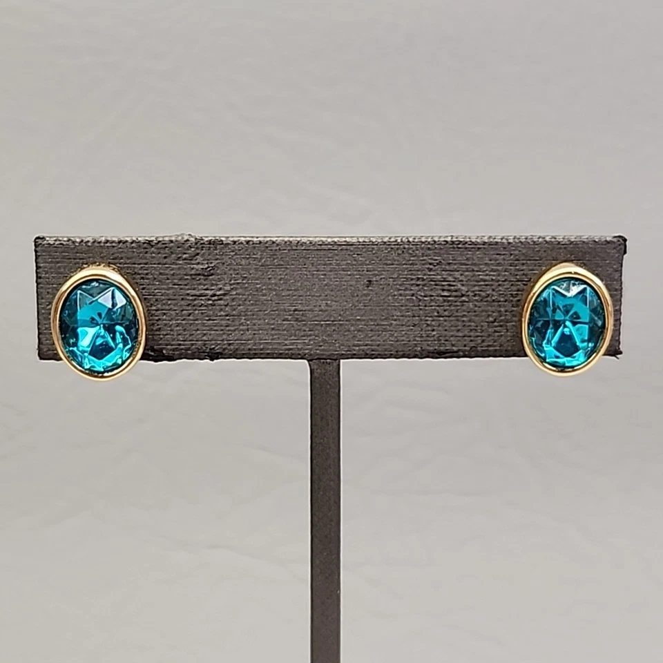Pendientes Swarovski Ovalados Cristal Azul Tono Oro 11 mm SAL Foto 2 de 4