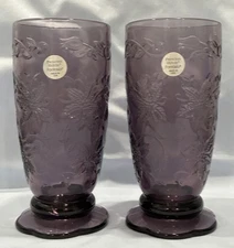 Princess House Fantasia Amethyst Set of 2 Purple 20 oz Footed Tumbler / Iced Tea