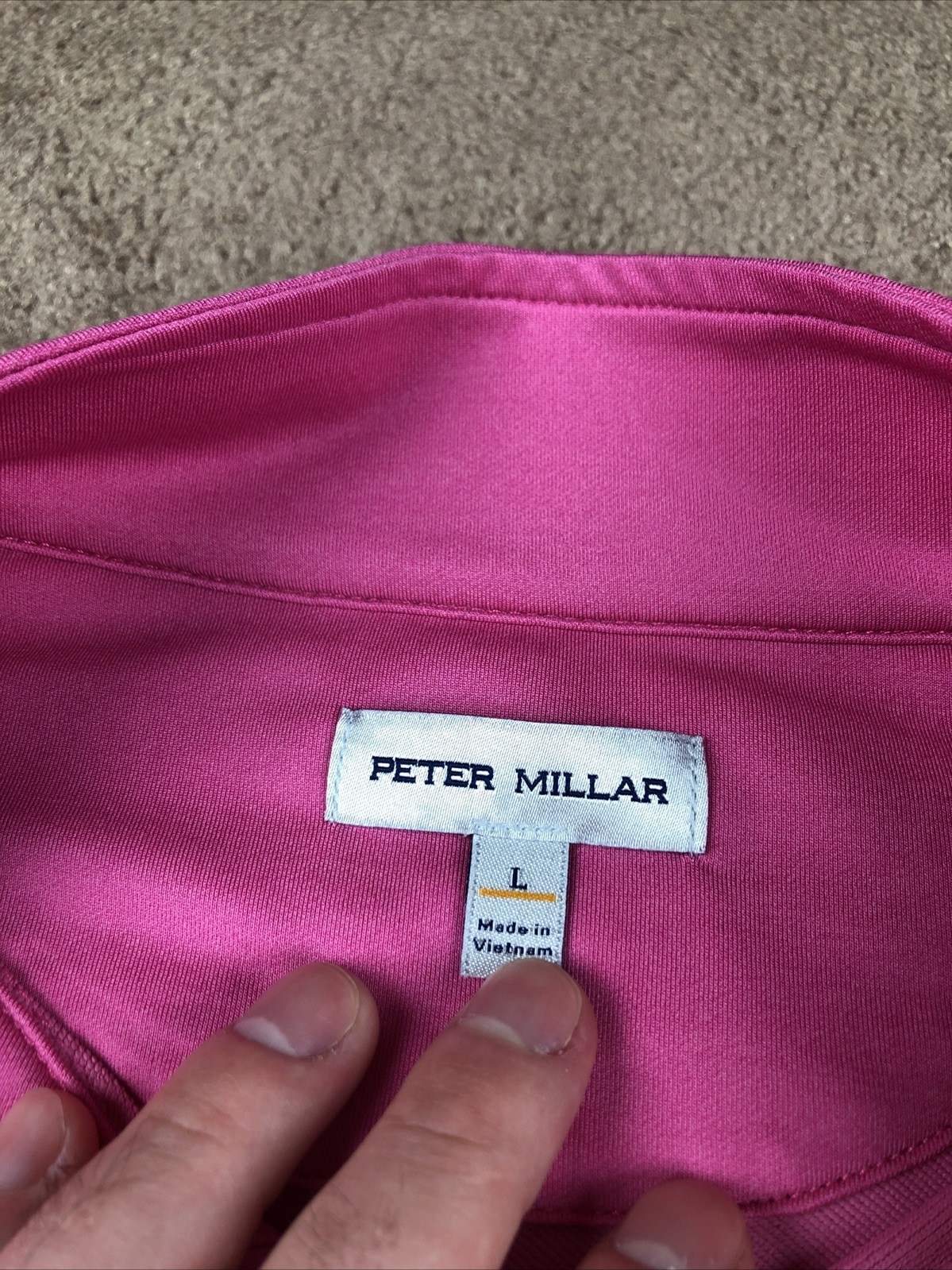 Peter Millar Solid Pink 1/4 Zip Pull Over Size La… - image 5