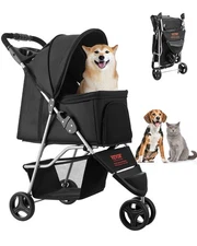 VEVOR|Pet Stroller,35 lbs Weight Capacity,Foldable Dog Stroller Cart,3 Wheels Ca
