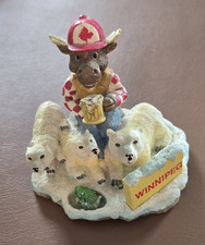 Moose w/ Canadian Hat Polar Bears Ice Fishing Ornament Winnipeg Manitoba Canada