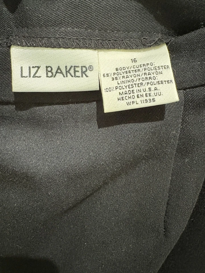 Falda de longitud media negra vintage Liz Baker para mujer talla 16 Foto 3 de 3