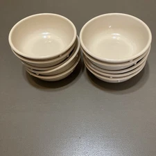 10 PMC STANDARD Melamine Tan Beige Dessert Cereal Ice Cream Bowls 5.25”EUC