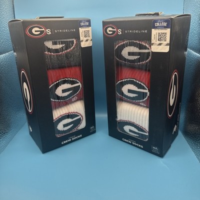 Strideline NCAA Georgia Crew Socks Blue/Gray/White Size M/L. Brand New with Tags