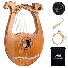 Lyre Harp, 16 Metal Strings, Mahogany Body, Includes Bag  Wrench