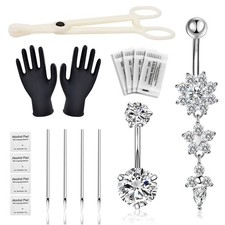 Belly Piercing Kit 13Pcs Belly Button Piercing Kit Includes 2Pcs 14G Belly Bu...
