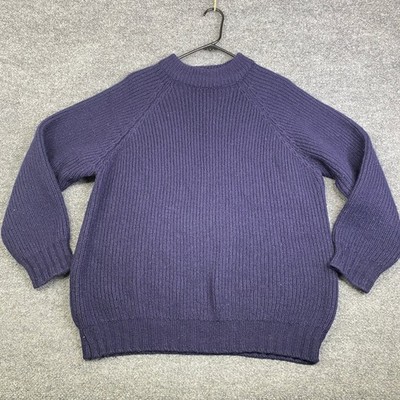 Peter Storm Vintage Wool Sweater Mens Large Blue Ribbed Knit Made in GB Raglan