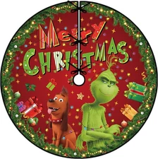  GRINCH Christmas Tree Skirt Green Tree Skirt Christmas Decorations Xmas 48 Inch