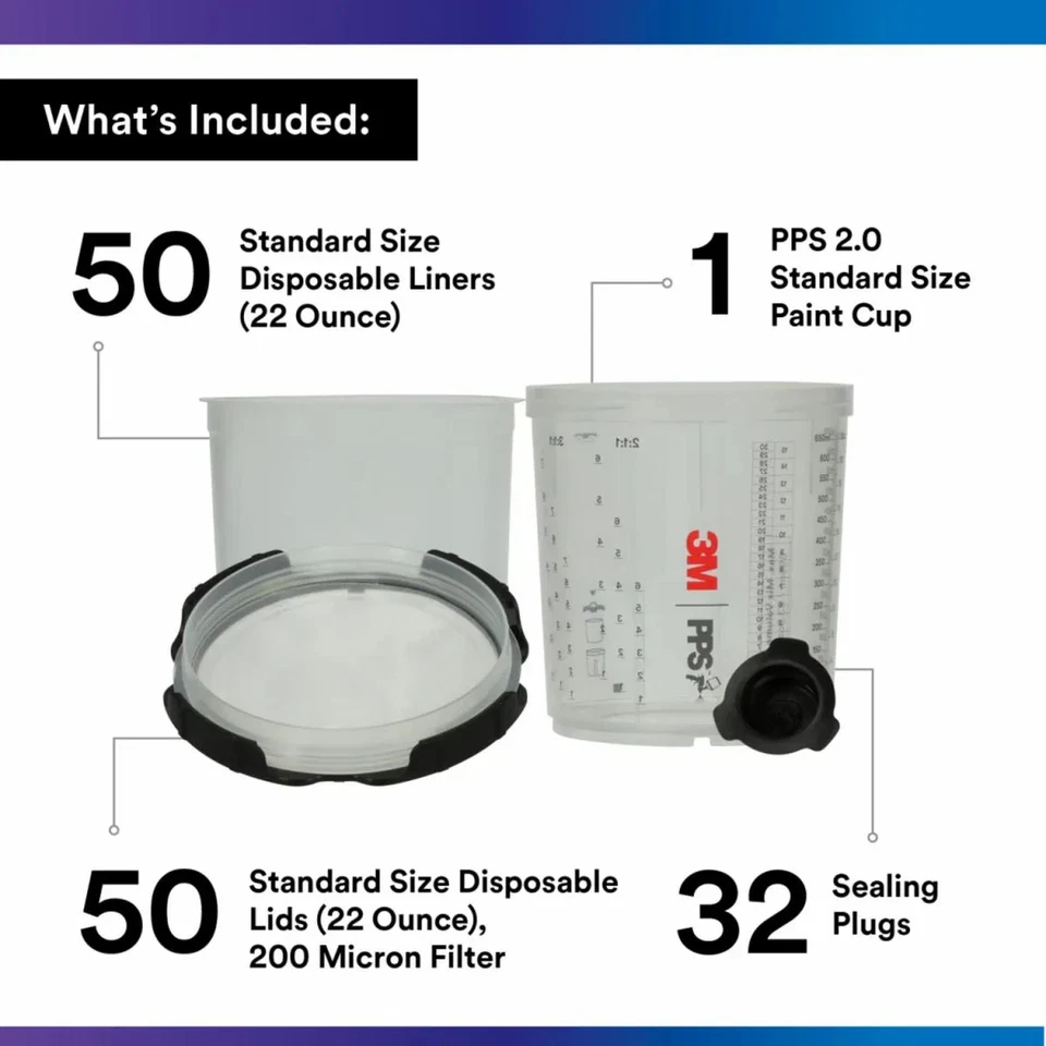 3M 26000 PPS Series 2.0 Spray Cup System Kit, 22 fl oz,650 mL, 200 Micron Filter - Image 3 of 4