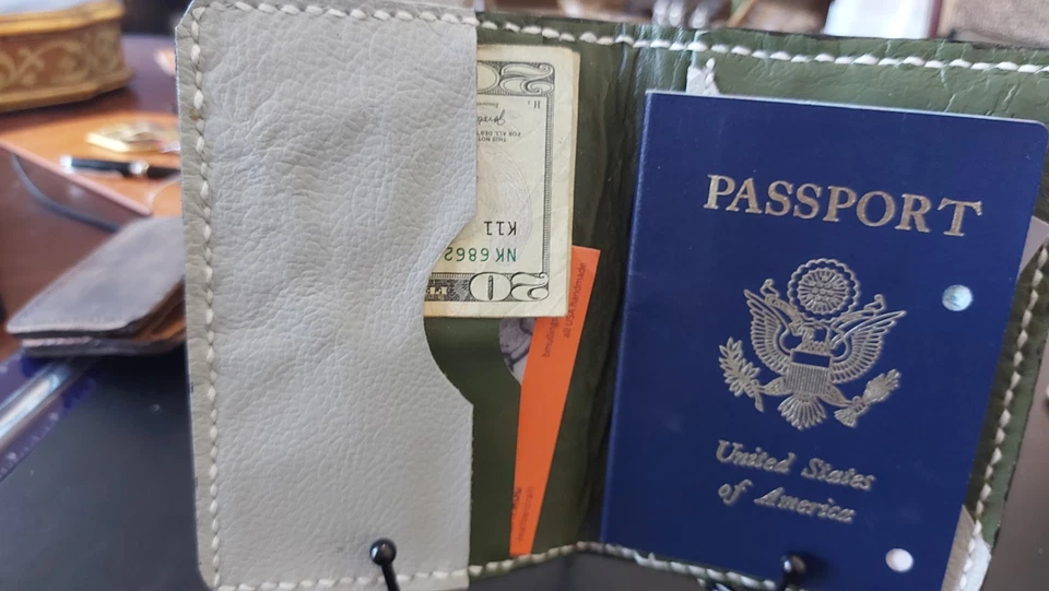 passport case, wallet all leather handmade rfid protected card and bill pockets - Image 2 of 4