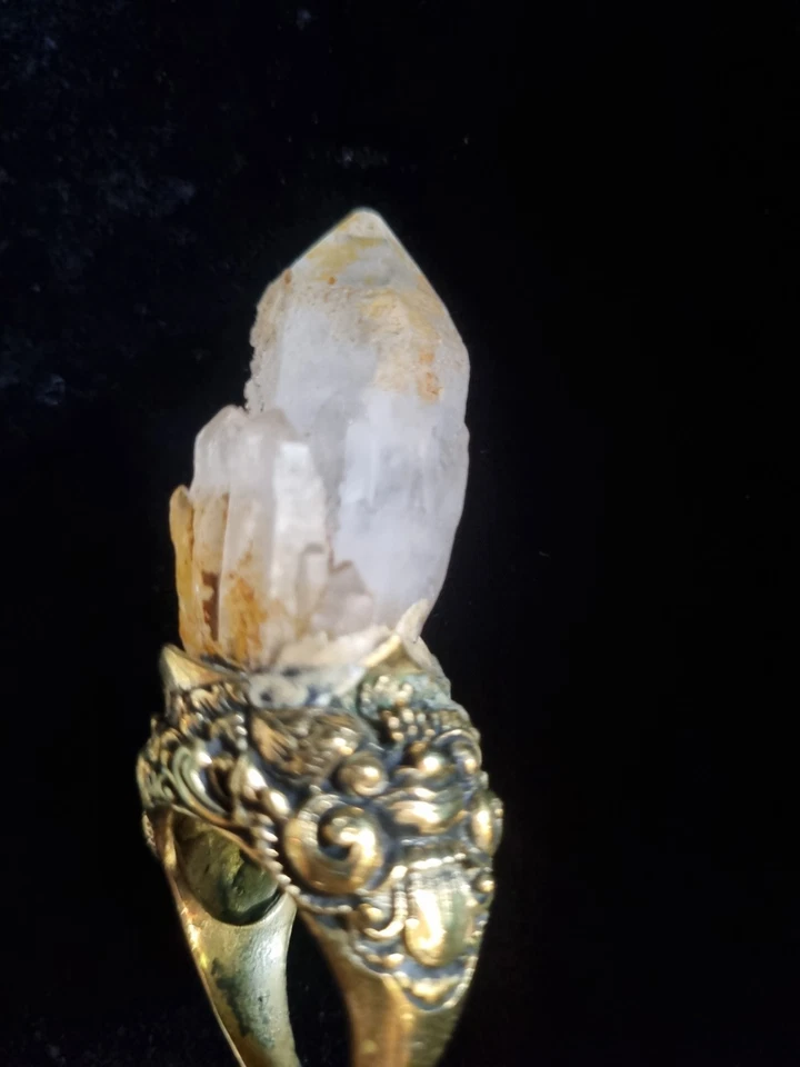 Crystal Activated Barong Ring Mystical Demon Ritual Brass Sculpture Quartz - Image 3 of 4