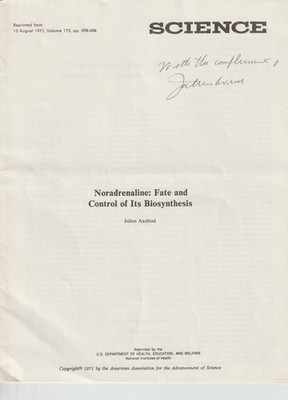 Nobelpreisträger Medizan, Julius Axelrod, orig sign Heft 9 Seiten