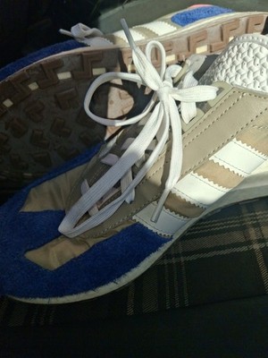 Men's Sz 10 Adidas Retropy E5 Feather Grey Victory Blue Athletic Shoes