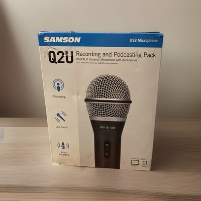 SAMSON Q2U USB+XLR Recording Podcast Dynamic Microphone+Audio With Accessories