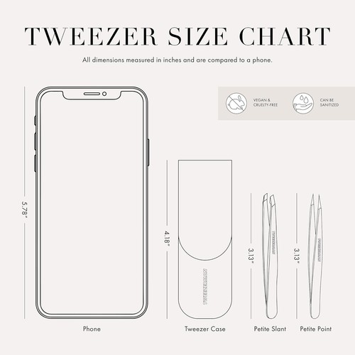 NEW Tweezerman Petite Tweeze Set: Slant Tweezer + Point Tweezer - (Black Leather - Picture 5 of 8