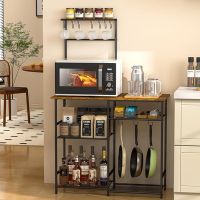 Baker'S Rack for Kitchen with Storage, Microwave Stand with Adjustable Shelves, 