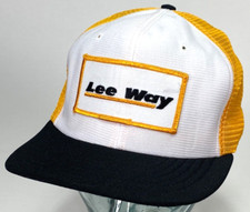 LEE WAY Trucker Hat-Yellow-Mesh-Snapback-Patch-Vtg