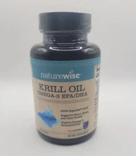 NatureWise Wild-Caught Krill Oil 120 Softgels - EPA & DHA Omega-3s 