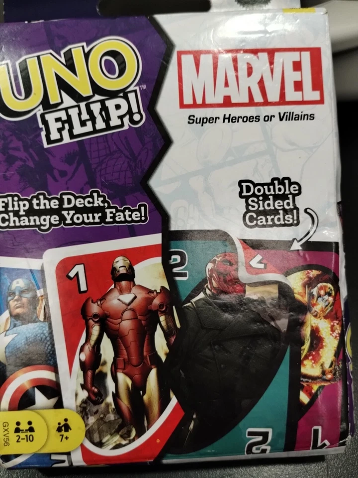 New UNO FLIP MARVEL Card game by Mattel 112 Cards 2 sealed card decks - Image 3 of 3