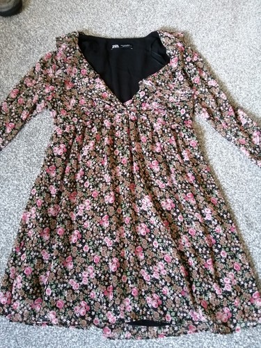 Zara Floral Mini Smock Dress Size M | eBay