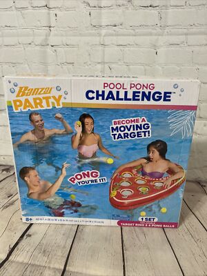 BANZAI Pool Pong Water Game Inflatable Table Ring Floating Summer Party Float