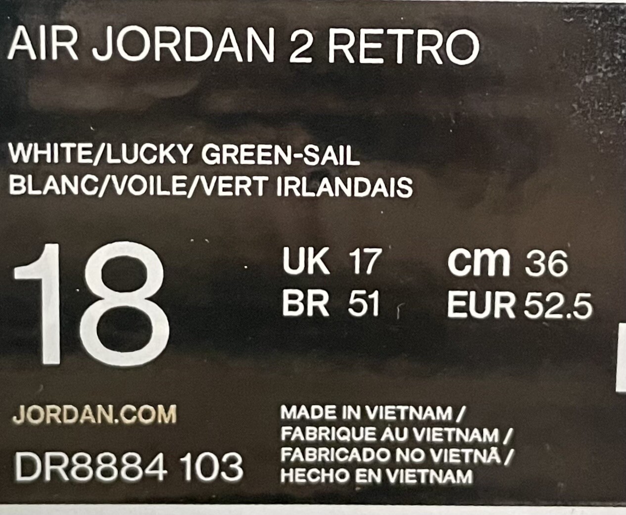 Size 18 Jordan 2 Retro Lucky Green Nike Air Jordan II Celtics DR8884-103 NO LID thumbnail 9