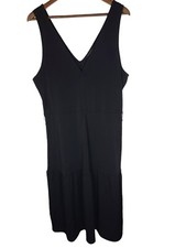 Banana Republic Black Double V Neck Midi Dress Womens Large