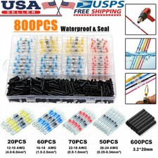 800PCS Waterproof Solder Seal Heat Shrink Wire Butt Terminal Connectors Kit Set