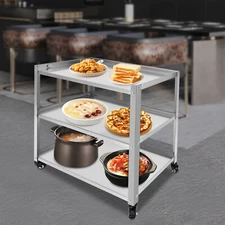 3 Tier Kitchen Trolley Cart Utility Serving Storage Rolling Cart Stainless Steel