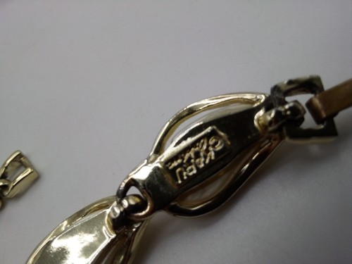 Karu Arke Bracelet PEARL Moonglow Signed Vintage Costume Jewelry Silver TONE - Picture 5 of 10