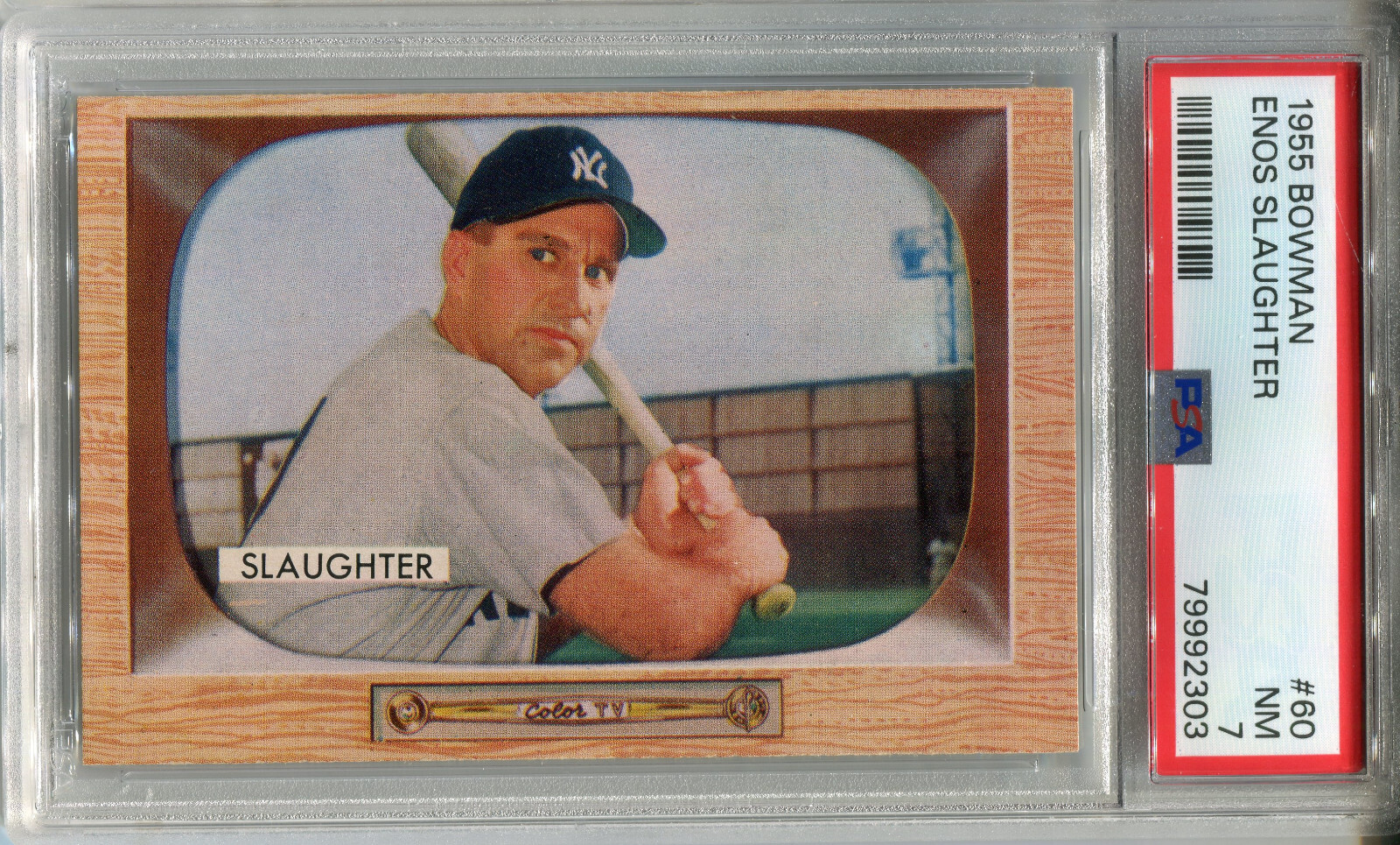 1955 Bowman #60 Enos Slaughter PSA 7 NM New York Yankees