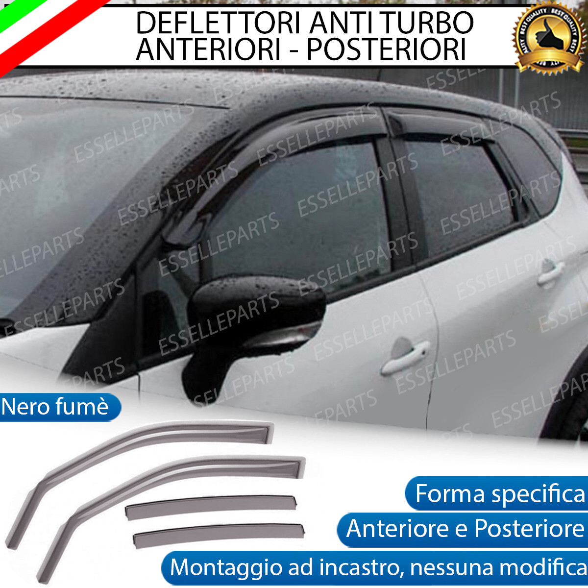 Deflettori D'aria J&J Per Dacia Duster 2010-2017 | Set 4 Pezzi Nero Fumé | Antipioggia E Antivento - Foto 8
