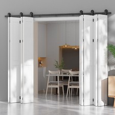 4-20FT Bifold Sliding Barn Door Hardware Kit Modern Track Roller for 8 Doors