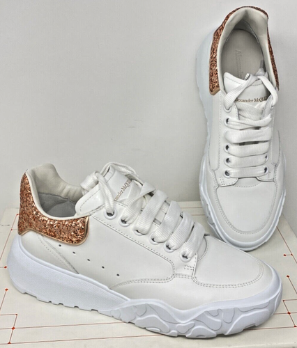 Alexander McQueen Larry Oversized Crystal Glitter Platform Trainer Sneaker White - Picture 3 of 24