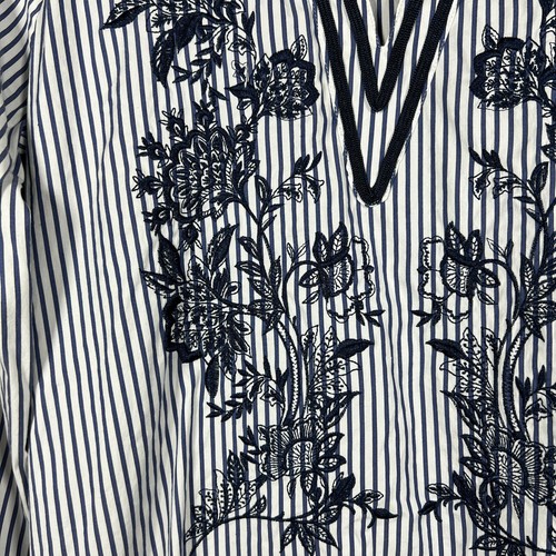Chico's Gr. 4 Popover Tunika Bluse Shirt Popeline gestreift Küste Strand Maritim - Bild 3 von 9