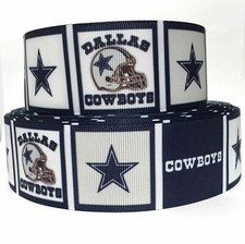 GROSGRAIN RIBBON 5/8", 7/8", 1.5" 3" SPORTS TEAM Blue Printed FOOTBALL