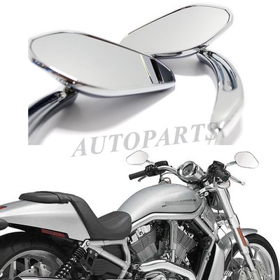 CHROME TAPERED TEARDROP REARVIEW SHORT STEM MIRROR FOR HARLEY MOTORCYCLE CHOPPER