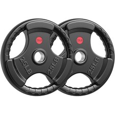 Weight Plates 2" Rubber Coated Olympic Bumper Grip Strength Training 25lbs Pair