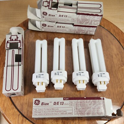 4 GE Biax D/E 13W 4Pin G24q-1 Light Bulb DBX/SPX30/4P-DBX830/4  Fluorescent Lamp