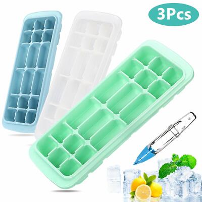 Eiswürfelformen 3er Pack, Flexible Silikon Eiswürfelform Formen mit Deckel