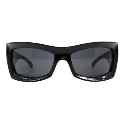 Shield Rectangular Sunglasses Super Oversized Thick Wrap Around UV400