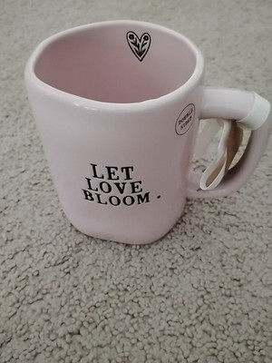 Rae Dunn Mug ''LET LOVE BLOOM'' Pink Valentine's Day Love NEW
