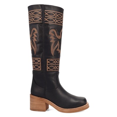 Dingo Avalon Embroidered Round Toe Pull On  Womens Black Casual Boots DI2288-001